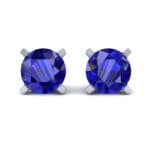 Classic Round Brilliant Blue Sapphire Stud Earrings (0.44 CTW) Side View