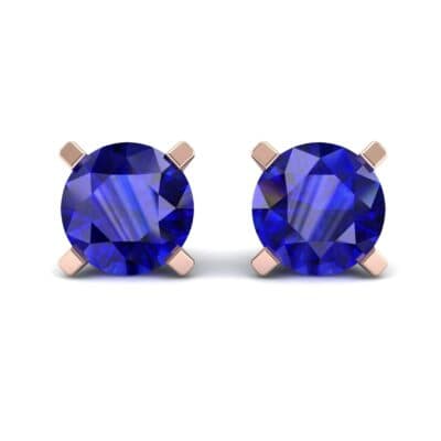 Classic Round Brilliant Blue Sapphire Stud Earrings (0.44 CTW) Side View