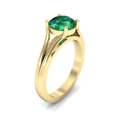 Cathedral Split Shank Solitaire Emerald Engagement Ring (0.36 CTW) Perspective View
