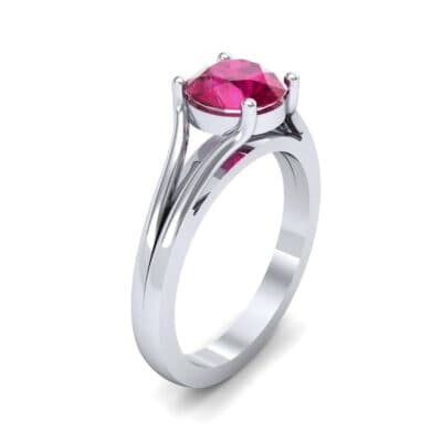 Cathedral Split Shank Solitaire Ruby Engagement Ring (0.36 CTW) Perspective View