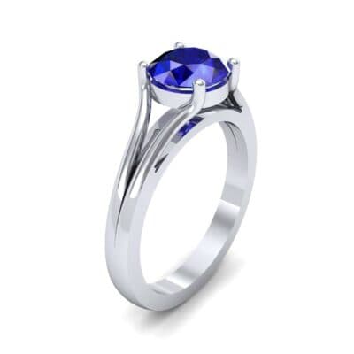 Cathedral Split Shank Solitaire Blue Sapphire Engagement Ring (0.36 CTW) Perspective View