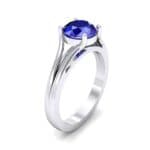 Cathedral Split Shank Solitaire Blue Sapphire Engagement Ring (0.36 CTW) Perspective View