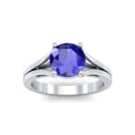 Cathedral Split Shank Solitaire Blue Sapphire Engagement Ring (0.36 CTW) Top Dynamic View