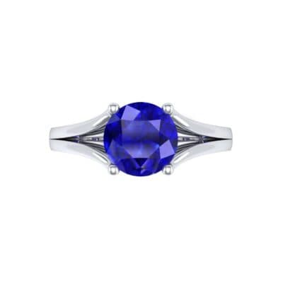 Cathedral Split Shank Solitaire Blue Sapphire Engagement Ring (0.36 CTW) Top Flat View