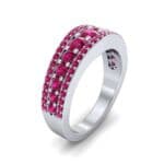 Reina Three-Row Pave Ruby Ring (1.29 CTW) Perspective View