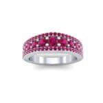 Reina Three-Row Pave Ruby Ring (1.29 CTW) Top Dynamic View
