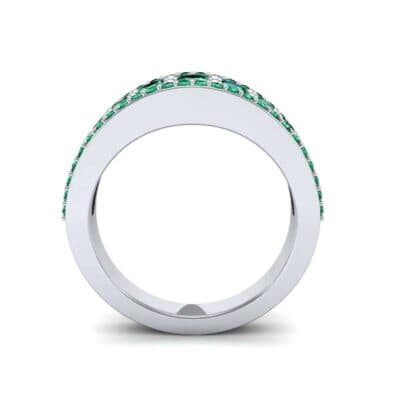 Reina Three-Row Pave Emerald Ring (1.29 CTW) Side View