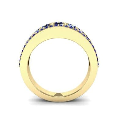 Reina Three-Row Pave Blue Sapphire Ring (1.29 CTW) Side View