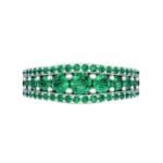 Reina Three-Row Pave Emerald Ring (1.29 CTW) Top Flat View