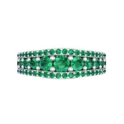 Reina Three-Row Pave Emerald Ring (1.29 CTW) Top Flat View