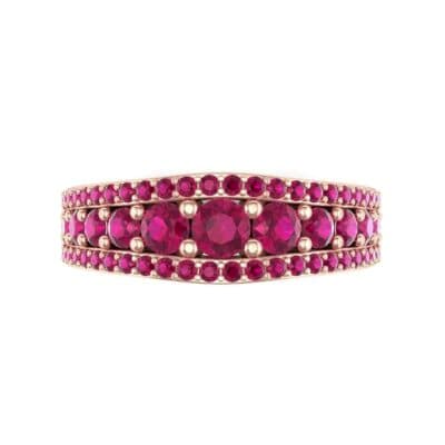 Reina Three-Row Pave Ruby Ring (1.29 CTW) Top Flat View