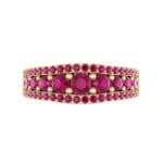Reina Three-Row Pave Ruby Ring (1.29 CTW) Top Flat View