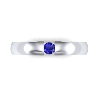 Floating Solitaire Blue Sapphire Ring (0.06 CTW) Top Flat View