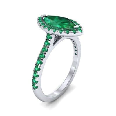 Marquise Halo Emerald Engagement Ring (0.97 CTW) Perspective View
