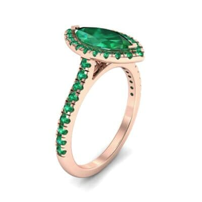 Marquise Halo Emerald Engagement Ring (0.97 CTW) Perspective View