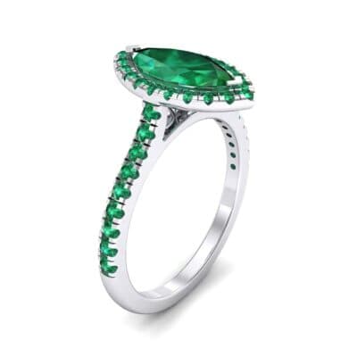 Marquise Halo Emerald Engagement Ring (0.97 CTW) Perspective View