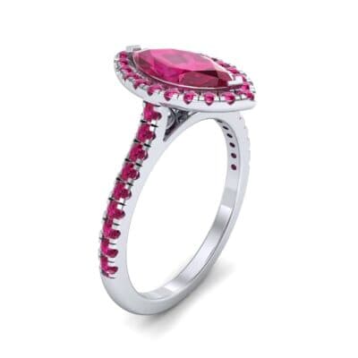 Marquise Halo Ruby Engagement Ring (0.97 CTW) Perspective View