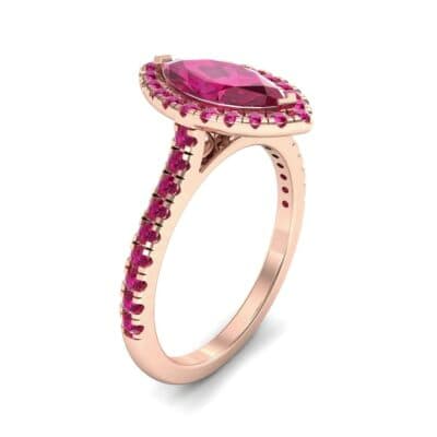 Marquise Halo Ruby Engagement Ring (0.97 CTW) Perspective View