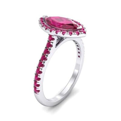 Marquise Halo Ruby Engagement Ring (0.97 CTW) Perspective View
