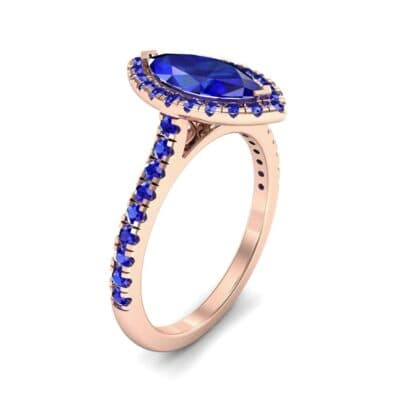 Marquise Halo Blue Sapphire Engagement Ring (0.97 CTW) Perspective View