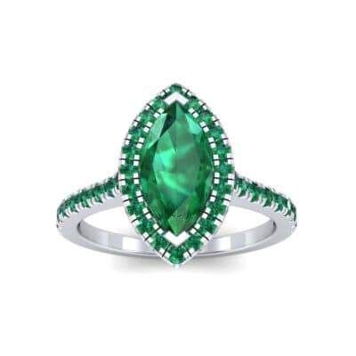 Marquise Halo Emerald Engagement Ring (0.97 CTW) Top Dynamic View