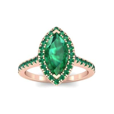 Marquise Halo Emerald Engagement Ring (0.97 CTW) Top Dynamic View