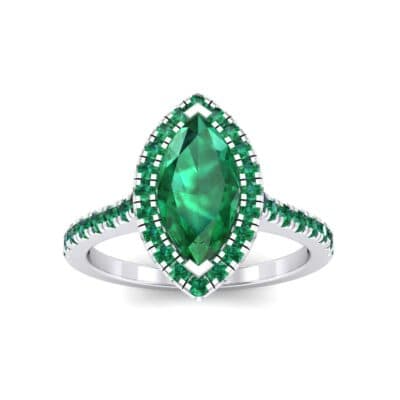 Marquise Halo Emerald Engagement Ring (0.97 CTW) Top Dynamic View