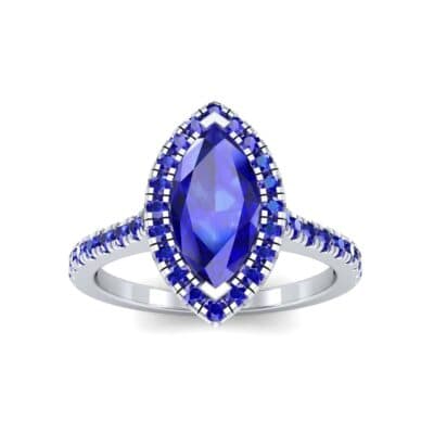 Marquise Halo Blue Sapphire Engagement Ring (0.97 CTW) Top Dynamic View