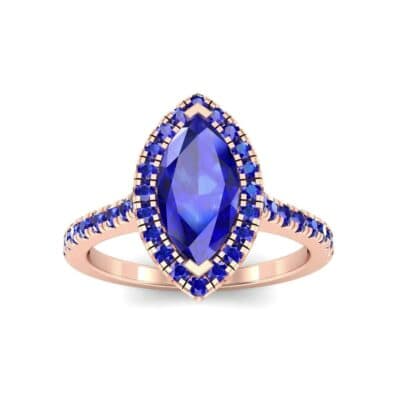 Marquise Halo Blue Sapphire Engagement Ring (0.97 CTW) Top Dynamic View