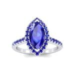Marquise Halo Blue Sapphire Engagement Ring (0.97 CTW) Top Dynamic View