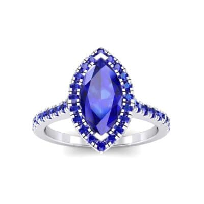 Marquise Halo Blue Sapphire Engagement Ring (0.97 CTW) Top Dynamic View