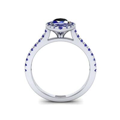 Marquise Halo Blue Sapphire Engagement Ring (0.97 CTW) Side View