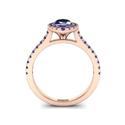 Marquise Halo Blue Sapphire Engagement Ring (0.97 CTW) Side View
