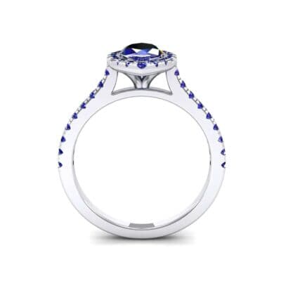 Marquise Halo Blue Sapphire Engagement Ring (0.97 CTW) Side View
