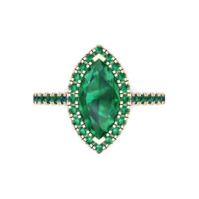 Marquise Halo Emerald Engagement Ring (0.97 CTW) Top Flat View