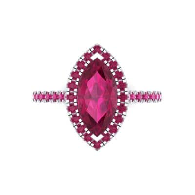 Marquise Halo Ruby Engagement Ring (0.97 CTW) Top Flat View