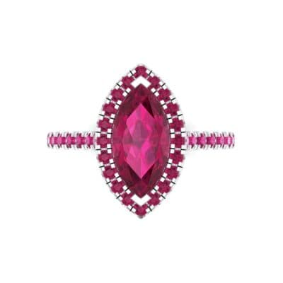 Marquise Halo Ruby Engagement Ring (0.97 CTW) Top Flat View