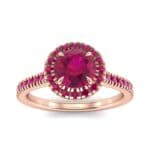 Round Halo Full Pave Ruby Engagement Ring (1.2 CTW) Top Dynamic View