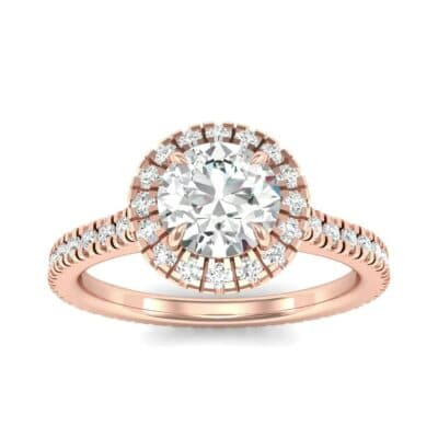 Round Halo Full Pave Diamond Engagement Ring (1.02 CTW) Top Dynamic View