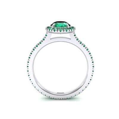 Round Halo Full Pave Emerald Engagement Ring (1.2 CTW) Side View