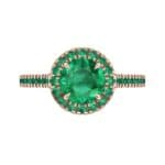 Round Halo Full Pave Emerald Engagement Ring (1.2 CTW) Top Flat View
