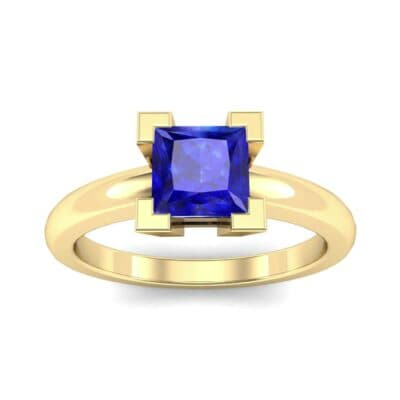 Cathedral Princess-Cut Solitaire Blue Sapphire Engagement Ring (0.65 CTW) Top Dynamic View