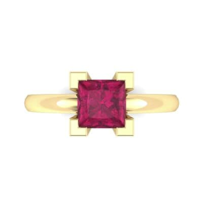 Cathedral Princess-Cut Solitaire Ruby Engagement Ring (0.65 CTW) Top Flat View