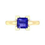 Cathedral Princess-Cut Solitaire Blue Sapphire Engagement Ring (0.65 CTW) Top Flat View