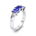 Invisible-Set Dozen Blue Sapphire Ring (0.96 CTW) Perspective View