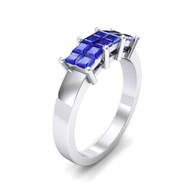 Invisible-Set Dozen Blue Sapphire Ring (0.96 CTW) Perspective View