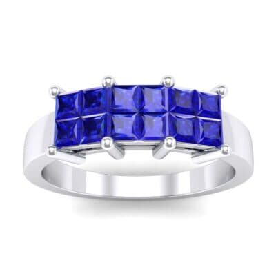 Invisible-Set Dozen Blue Sapphire Ring (0.96 CTW) Top Dynamic View