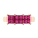 Invisible-Set Dozen Ruby Ring (0.96 CTW) Top Flat View