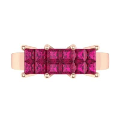 Invisible-Set Dozen Ruby Ring (0.96 CTW) Top Flat View