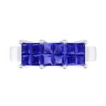 Invisible-Set Dozen Blue Sapphire Ring (0.96 CTW) Top Flat View